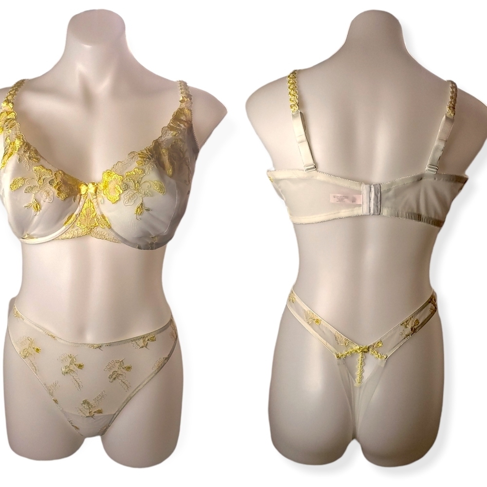 Victoria's Secret Vintage Alexa Demi Bra 40DD, Thong XL, and Bikini Panty XL